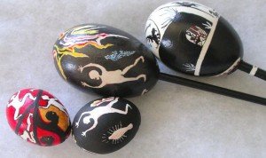 a few painted eggs