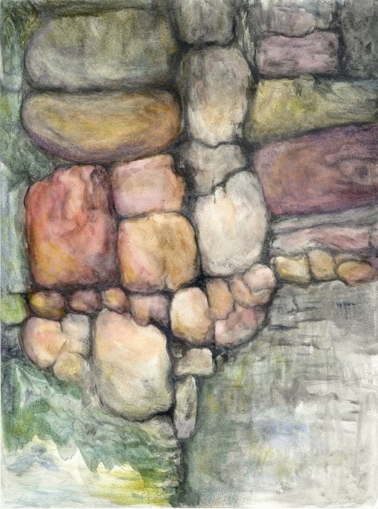 Painting:  watercolor Rocks II draft 5