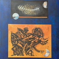 Owl Feather w/Dragon Print Collage