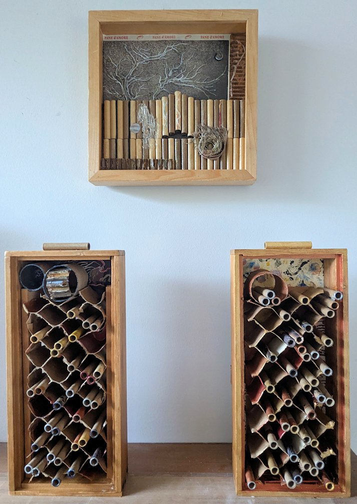 Three artworks upcycling cardboard